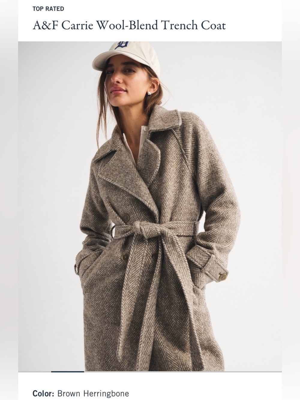Abercrombie & Fitch A&F Carrie Wool-Blend Trench Coat Brown size XL🤎🤎🤎